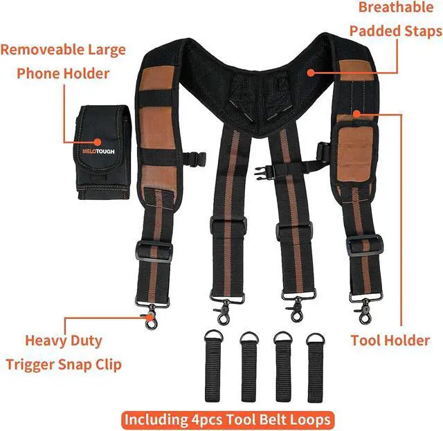 Alt view image 2 of 7 - Magnetic Tool Belt Suspenders with Magnetic WristBand for Work Belt Padded Suspenders Constrcution