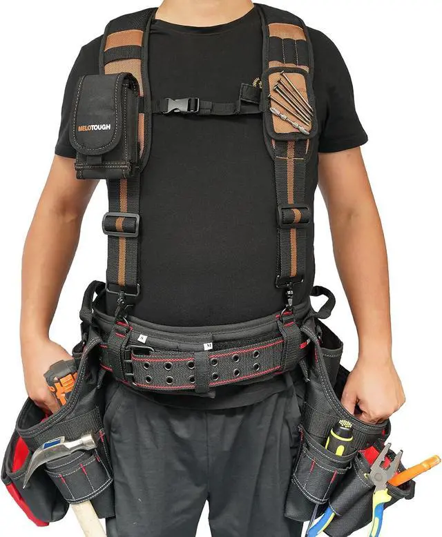 Alt view image 5 of 7 - Magnetic Tool Belt Suspenders with Magnetic WristBand for Work Belt Padded Suspenders Constrcution