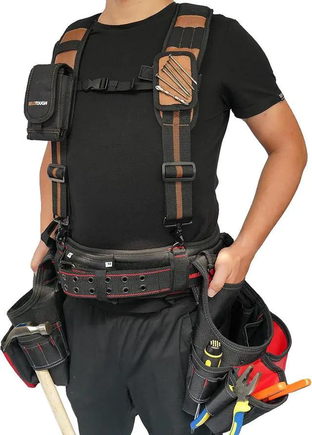 Alt view image 6 of 7 - Magnetic Tool Belt Suspenders with Magnetic WristBand for Work Belt Padded Suspenders Constrcution
