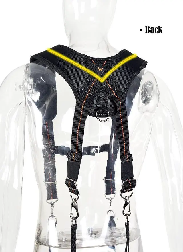 Alt view image 3 of 7 - Heavy-Duty Tool Belt Suspenders, Carpenter Tool Belt Suspenders | 6-In-1 Carpenter Suspenders With Magnetic Wristband, Comfy Padded Tool Belt Shoulder Straps, 2.5"-Wide Tool Pouch Suspenders