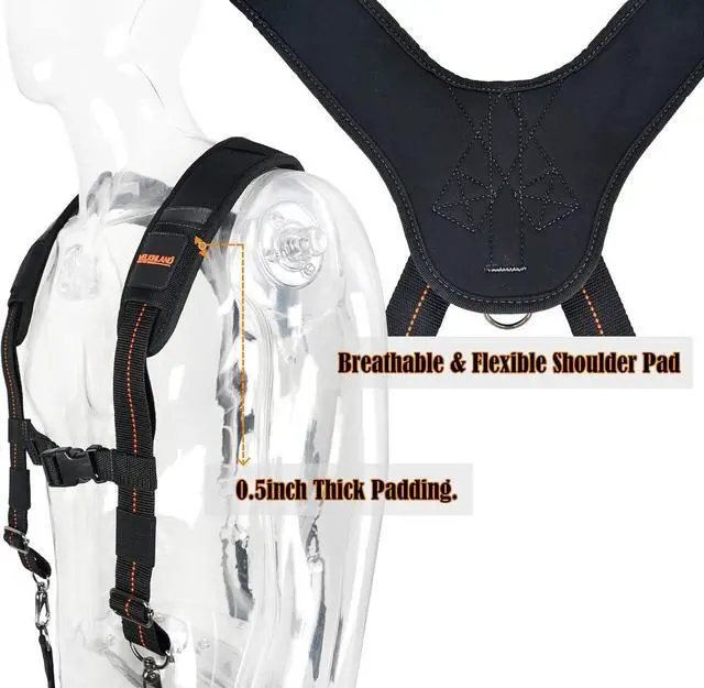 Alt view image 5 of 7 - Heavy-Duty Tool Belt Suspenders, Carpenter Tool Belt Suspenders | 6-In-1 Carpenter Suspenders With Magnetic Wristband, Comfy Padded Tool Belt Shoulder Straps, 2.5"-Wide Tool Pouch Suspenders