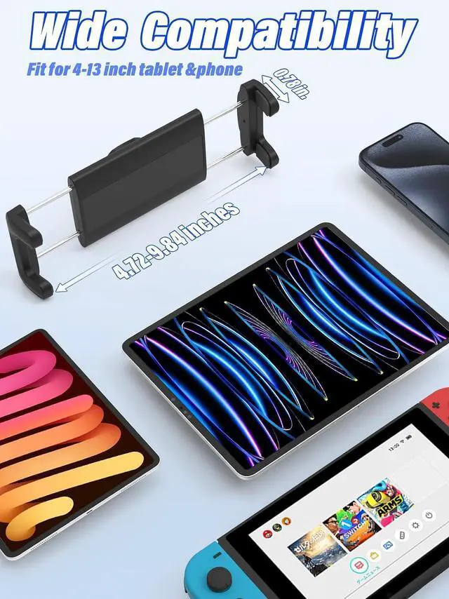 Alt view image 4 of 6 - Metal Arm Cup Holder Car Tablet Mount for 4.7-13" iPad & Phone | 720° Rotation, Adjustable Arm, Cup Holder Tablet Mount,Fit for iPad Pro Air Mini, Galaxy Tab, iPhone