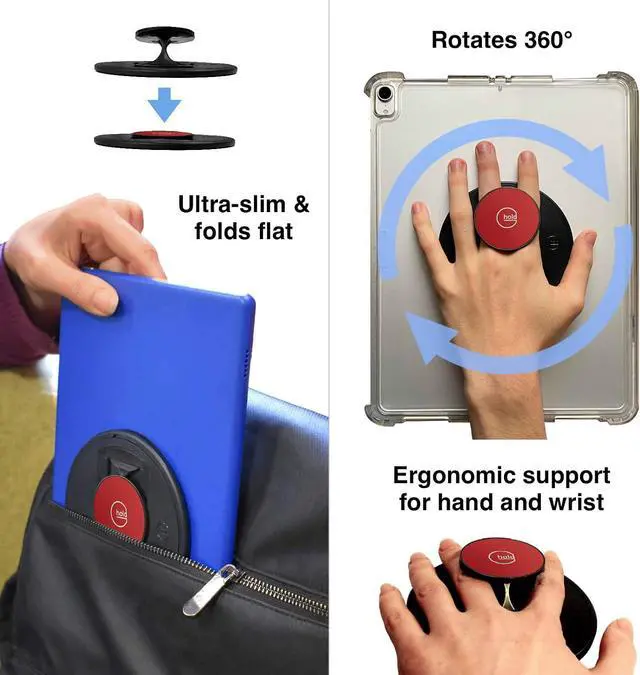 Alt view image 2 of 7 - Comfort Tablet Holder Works with Any Device, Universal, Ergonomic, Rotating, Folds Flat and Adjustable (Red)