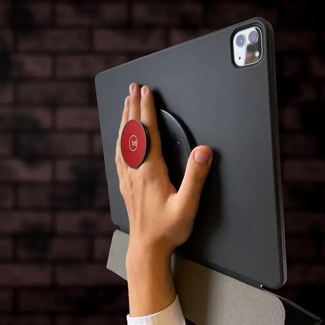 Alt view image 7 of 7 - Comfort Tablet Holder Works with Any Device, Universal, Ergonomic, Rotating, Folds Flat and Adjustable (Red)
