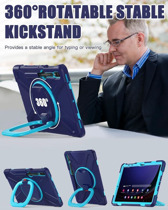 Alt view image 3 of 6 - for SAM-SUNG Galaxy Tab S9 FE+/S9+/S8+/S7+ Plus Case - Navy Blue