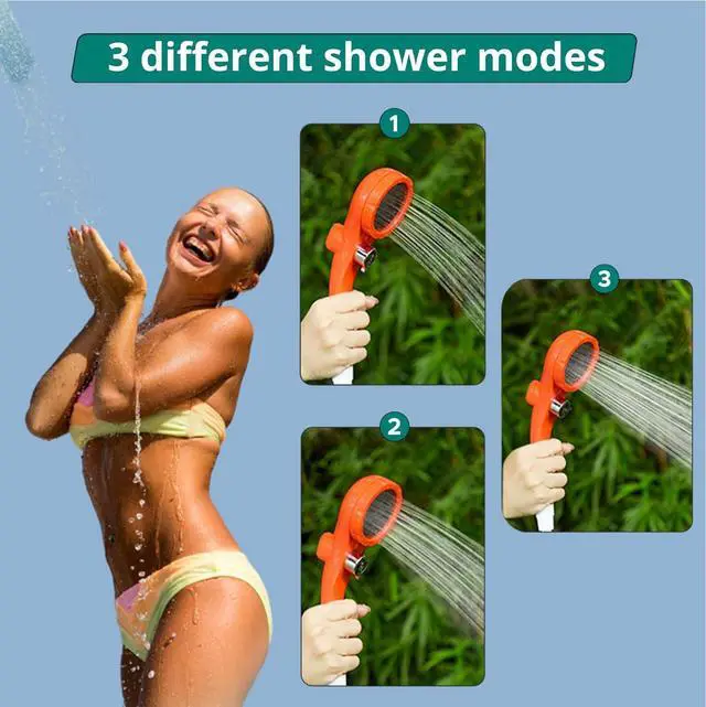 Alt view image 5 of 7 - Portable Camping Shower 6000mAh Rechargeable - Outdoor Camp Shower Pump with ligent Digital Display, for Hiking, Travel, Pet Bath, Car Washing - Filtered Shower Head, Multiple Spray Modes