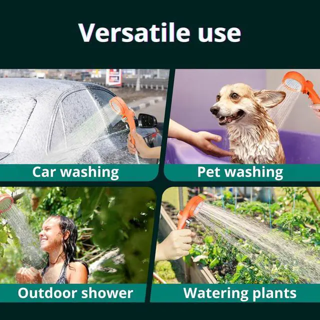 Alt view image 7 of 7 - Portable Camping Shower 6000mAh Rechargeable - Outdoor Camp Shower Pump with ligent Digital Display, for Hiking, Travel, Pet Bath, Car Washing - Filtered Shower Head, Multiple Spray Modes