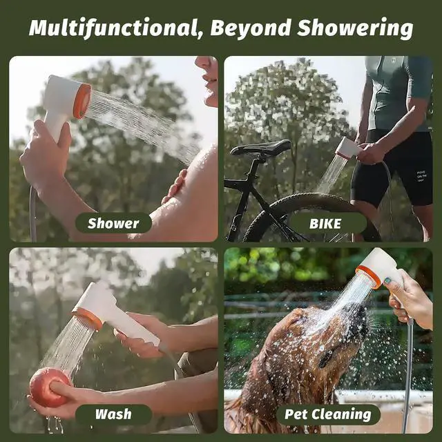Alt view image 3 of 7 - Portable Camping Shower, 2500mAh Rechargeable Camping Shower Built-in Light,2 Spray Modes, IPX6 Waterproof Outdoor Camp Pump with Filter for RV, Boat, Beach, Hiking