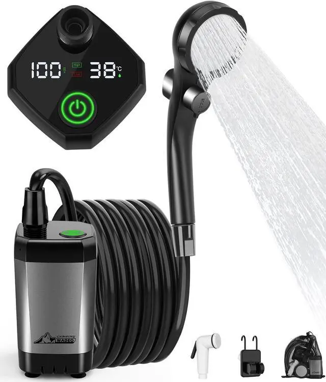 Main image of Portable Shower for Camping, 6000mAh Outdoor Electric Shower Rechargeable Pump with ligent Digital Display, Camping Shower Head Nozzle for Camping, Hiking, Traveling, Washing