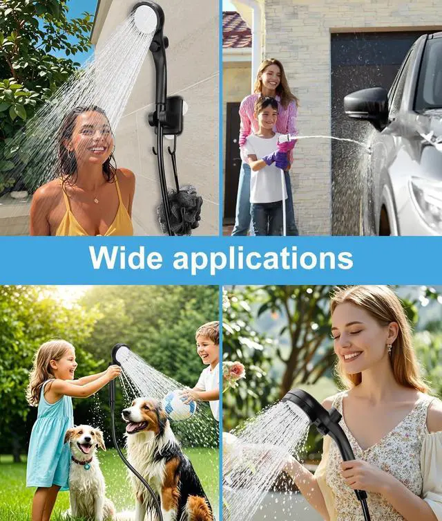 Alt view image 4 of 7 - Portable Shower for Camping, 6000mAh Outdoor Electric Shower Rechargeable Pump with ligent Digital Display, Camping Shower Head Nozzle for Camping, Hiking, Traveling, Washing