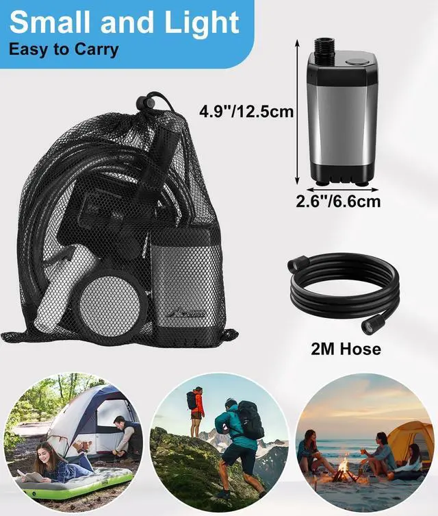Alt view image 6 of 7 - Portable Shower for Camping, 6000mAh Outdoor Electric Shower Rechargeable Pump with ligent Digital Display, Camping Shower Head Nozzle for Camping, Hiking, Traveling, Washing