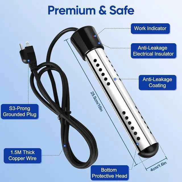 Alt view image 2 of 6 - Portable Shower with Water HeaterCamping Shower Pump with 8000mAh Battery, 5-Speed Settings, LCD Display, 6L/min, IPX8Portable Shower Head for Camping, Hiking, Car, Pets