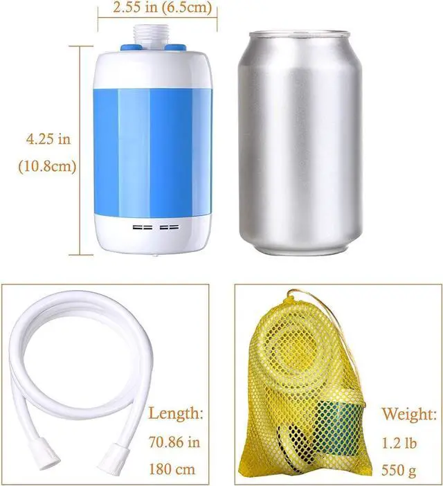 Alt view image 3 of 7 - Portable Shower USB Shower Pump Rechargeable Battery Outdoor Shower for Trave Camping Camp Suitable Electric showerhead for Hiking Campsites