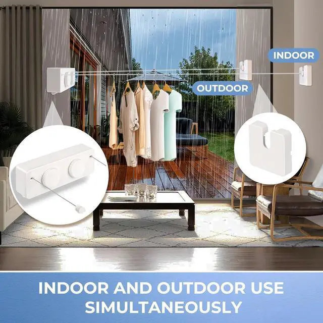 Alt view image 6 of 7 - Retractable Clothesline Indoor Outside Heavy-Duty, Upgrade 304 Double Stainless Steel Shower Room Clothes line, Fit Rv Balcony Courtyards Indoor Drying Rack Clothesline, 13.8ft