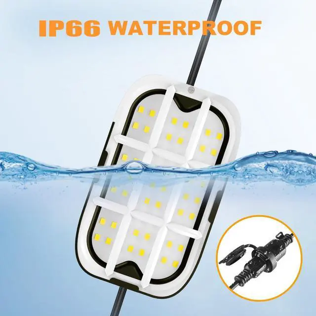 Alt view image 6 of 7 - 50ft LED Construction String Lights, 75w 7500lm, Adjuest 90&180 Degrees On Both Sides, Waterproof IP66 5000K Super Bright Temporary Lighting for Construction Site, Job Site, Work Site