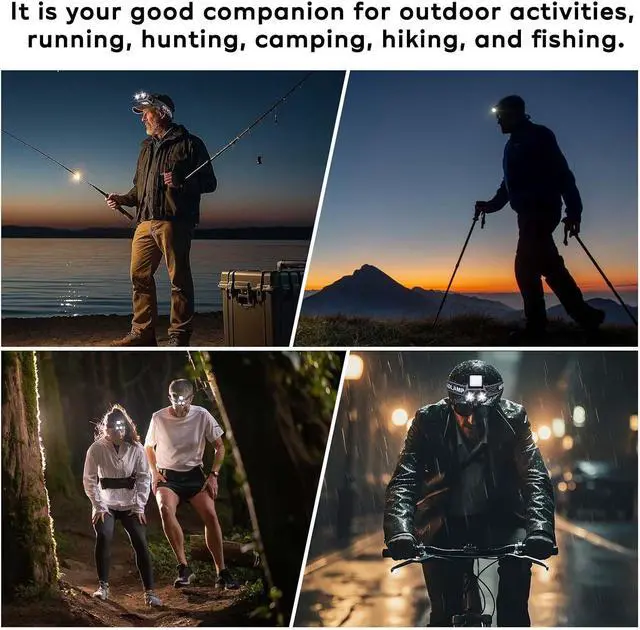 Alt view image 6 of 7 - 2 Pack LED Hard Hat Light, 900LM Rechargeable Dimmable Clip on Cap Lights | 2-in-1 Hat Light & Headlamp, 6 Modes, 180° Adjustable, Up to 80H Runtime, LCD Display, IPX4, Carabiners for Camping and Work