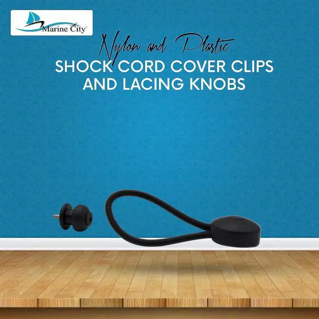 Alt view image 2 of 7 - Black Bungee Shock Cord Cover Clips and Lacing Knobs Combination Pull Tie Down Tarp Canvas Knobs for Marine Boat, Yacht, Truck, Trailer Car and RV Covers (10pcs)