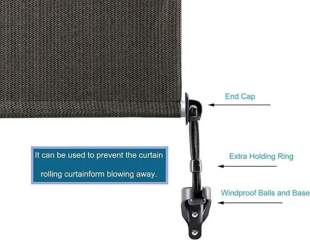 Alt view image 6 of 7 - Sunshade Replacement Accessories, Bungee End Cap Kit Black 5 Sets | Suitable for Coolaroo External Roller Blinds, coolaroo replacement parts,coolaroo bungee tie down