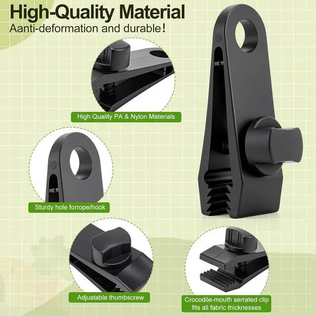 Alt view image 7 of 7 - 150 Pcs Heavy Duty Tarp Clips Kit with Lock Fasteners Grip and Bungee Cords 3 in 1 Tarp Clips Fasteners and Bungee Cords Fit for Camping Tents Swimming Covers Caravans Canopies