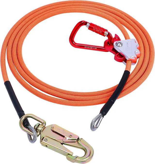 Main image of Steel Wire Core Flipline 1/2" X 12', Tree Climbing Flip Line Kit | Adjustable Lanyard kit with triple lock carabiner adjuster, swivel snap, Fall protection gear for tree climber, arborist
