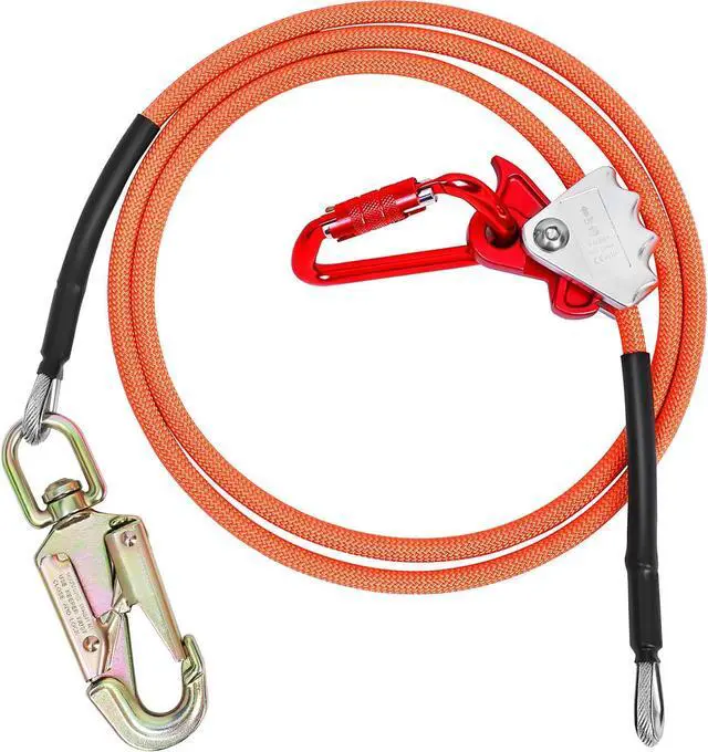 Alt view image 2 of 7 - Steel Wire Core Flipline 1/2" X 12', Tree Climbing Flip Line Kit | Adjustable Lanyard kit with triple lock carabiner adjuster, swivel snap, Fall protection gear for tree climber, arborist