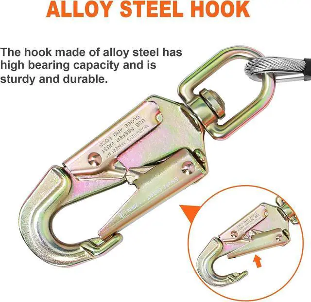 Alt view image 5 of 7 - Steel Wire Core Flipline 1/2" X 12', Tree Climbing Flip Line Kit | Adjustable Lanyard kit with triple lock carabiner adjuster, swivel snap, Fall protection gear for tree climber, arborist
