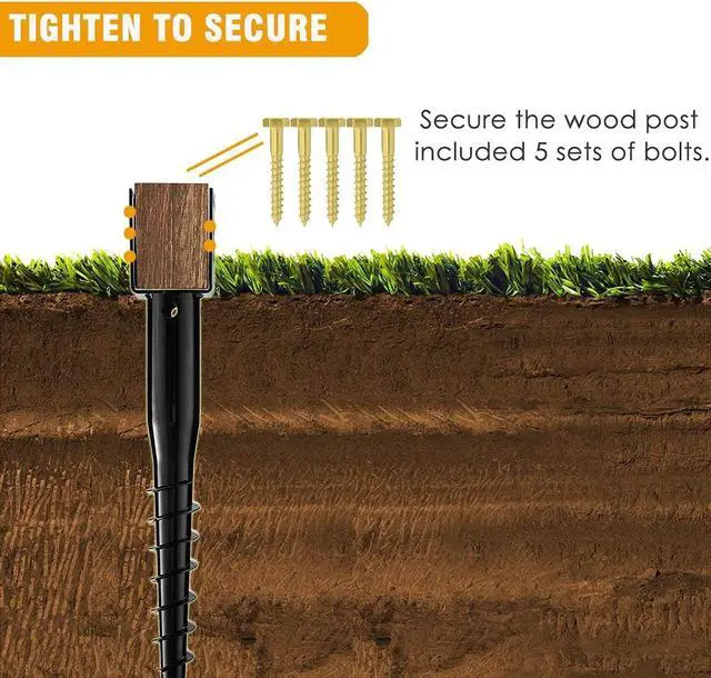 Alt view image 4 of 5 - Premium No Dig Ground Anchor Black U-Model Screw in Post Stakes | Heavy Duty 27" Long Metal Fence Anchor Fits Full Sized 4"x4" Posts, Great for Mailbox or Fence Posts and Sign Posts, 4-Pack.