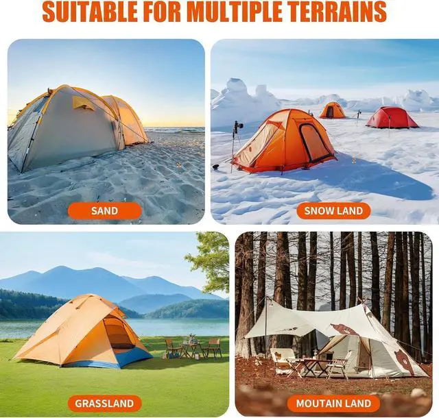 Alt view image 5 of 7 - Ground Anchor Screw in, 8 Pack Spiral Trampoline Anchors with Nut and Tool Swing Set Anchors Tent Stakes High Wind Heavy Duty for Sheds, Carports, Mobile Home Orange