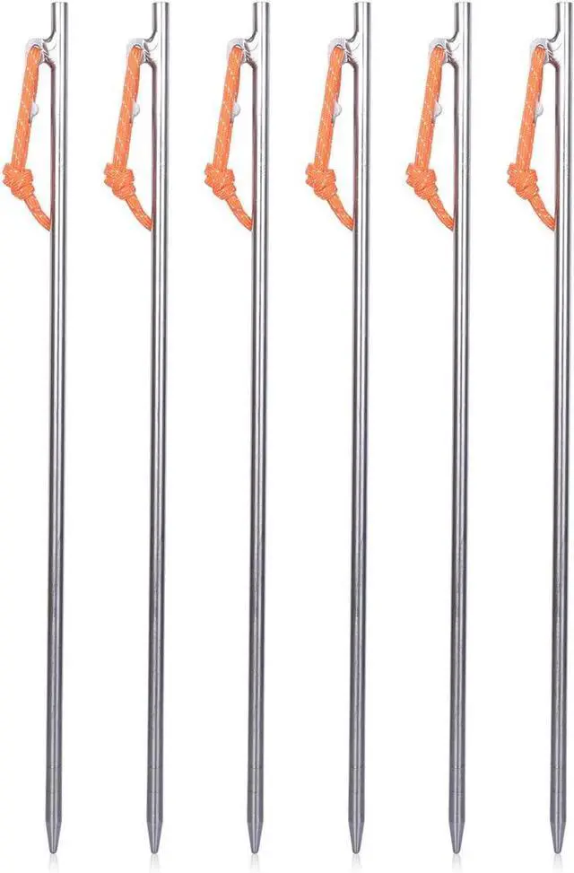 Main image of 6-Pack Titanium Tent Stakes 20/24/30/35/40cm with Reflective Ropes Ultralight Backpacking Stakes for Camping, Hiking, Picnic, Corrosion-Resistant & Durable Ground Pegs Ti4012P