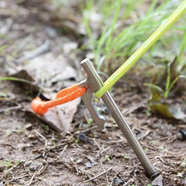 Alt view image 5 of 7 - 6-Pack Titanium Tent Stakes 20/24/30/35/40cm with Reflective Ropes Ultralight Backpacking Stakes for Camping, Hiking, Picnic, Corrosion-Resistant & Durable Ground Pegs Ti4012P