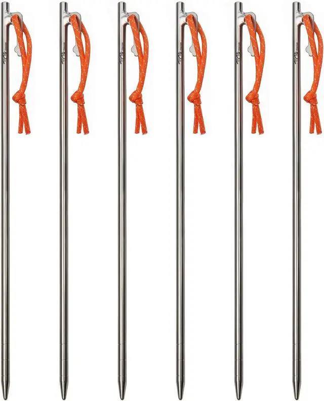 Main image of Tent Pegs Stakes Lightweight Snowfield Grassland Heavy Duty Tent Nails for Outdoor Camping Hiking and Plant Support Garden Stakes 4pcs/6pcs (8×350mm-6pcs)