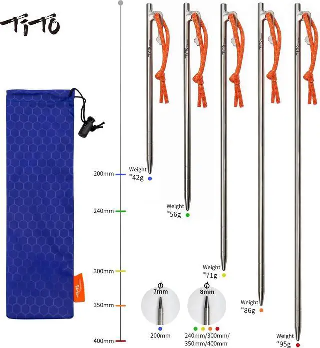 Alt view image 2 of 7 - Tent Pegs Stakes Lightweight Snowfield Grassland Heavy Duty Tent Nails for Outdoor Camping Hiking and Plant Support Garden Stakes 4pcs/6pcs (8×350mm-6pcs)