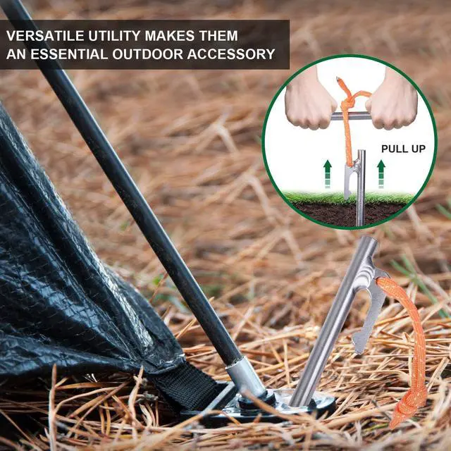 Alt view image 6 of 7 - 6-Pack Titanium Tent Stakes 20/24/30/35/40cm with Reflective Ropes Ultralight Backpacking Stakes for Camping, Hiking, Picnic, Corrosion-Resistant & Durable Ground Pegs Ti4012P