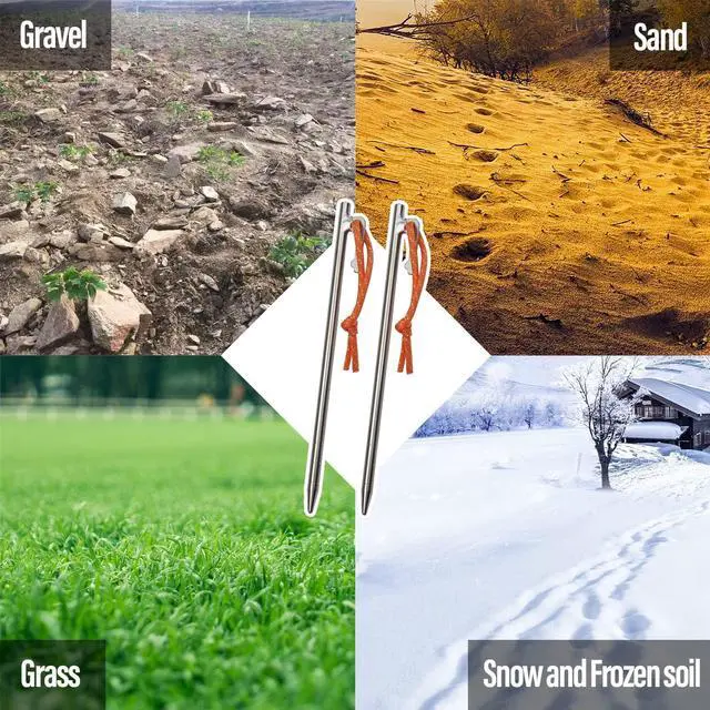 Alt view image 7 of 7 - Tent Pegs Stakes Lightweight Snowfield Grassland Heavy Duty Tent Nails for Outdoor Camping Hiking and Plant Support Garden Stakes 4pcs/6pcs (8×350mm-6pcs)