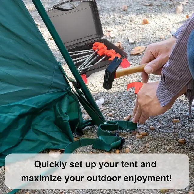 Alt view image 3 of 7 - 20 Pcs Tent Stakes Heavy Duty, 8 in Ground Anchors Screw in, Grow in the Dark Screw in Tent Stakes, Camping Stakes with Storage Box, Threaded Tent Spikes with Hex Head Driver and Stake Puller