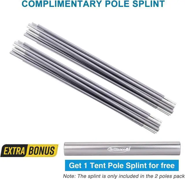 Alt view image 4 of 7 - Preassembled Tent Poles, Gray Tent Poles Replacement, 7001 T6 Heated Aluminum Tent Poles, 2 Poles Pack