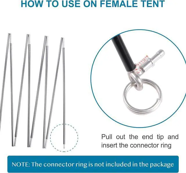Alt view image 7 of 7 - Preassembled Tent Poles, Gray Tent Poles Replacement, 7001 T6 Heated Aluminum Tent Poles, 2 Poles Pack