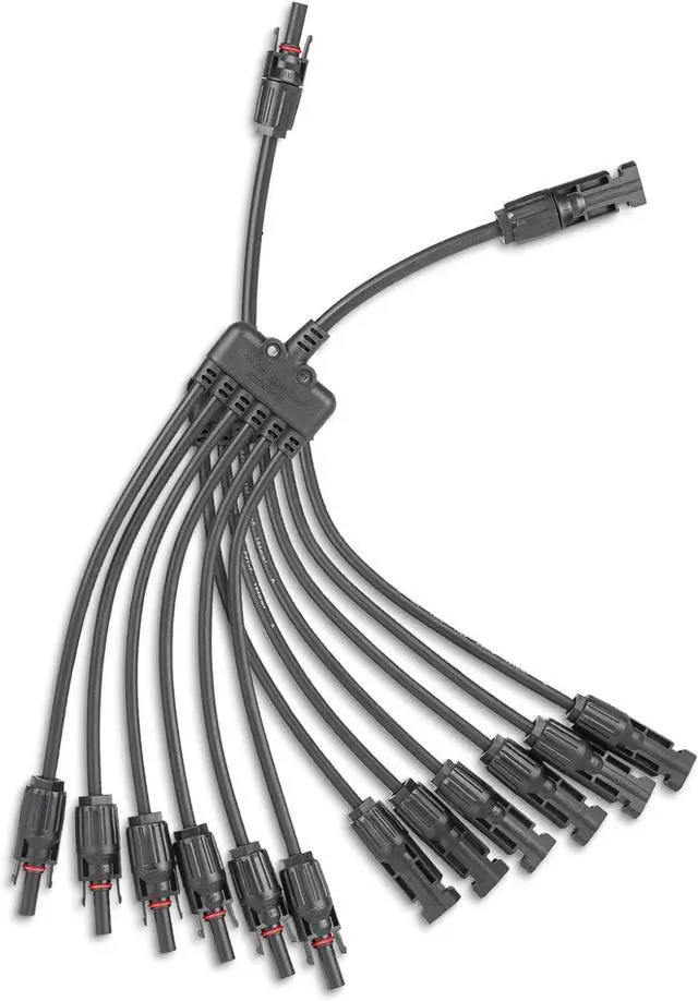 Main image of Solar Panel Connector 6 to 1 Solar Y Branch Solar Panel Splitter 6Way Solar Panel Parallel Connectors Solar Adapter Cable Plug for Solar System Panel (6 to 1 1 Pairs)