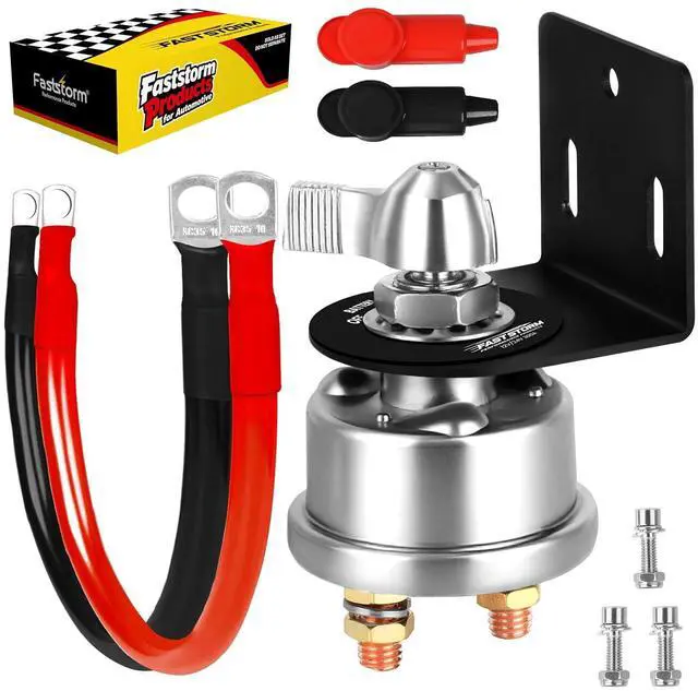 Main image of 300A 12V 48V Battery Disconnect Switch with 2GA Cable Side Post Mounting Bracket High Current Battery Cut Off Heavy Duty Master Switch for Car Boat RV ATV UTV Vehicles