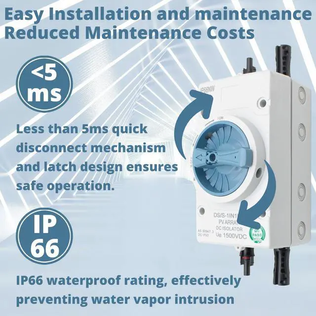 Alt view image 4 of 6 - 2 in and 2 Out Solar Panel Disconnect Switch 1000V 32A DC IP66, Suitable for Solar Systems, Homes, RVs, and Boats, Weatherproof and Durable (1000V 2in 2out) 1000V DC Isolator