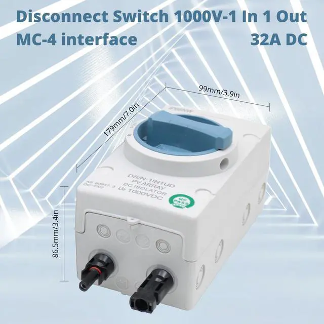 Alt view image 5 of 6 - 2 in and 2 Out Solar Panel Disconnect Switch 1000V 32A DC IP66, Suitable for Solar Systems, Homes, RVs, and Boats, Weatherproof and Durable (1000V 2in 2out) 1000V DC Isolator