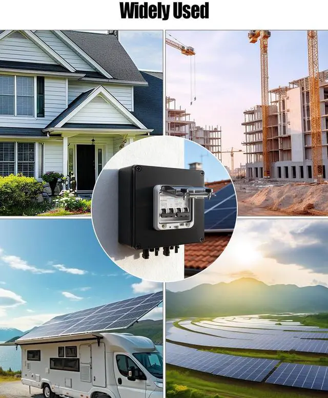 Alt view image 7 of 7 - 32A Solar Panel Disconnect Switch, 2 String PV DC Circuit Breaker Box | MC4 Plug Connectors, IP67 Waterproof Enclosure, Polarity-Free Design, Clear Inspection Cover, Overload Protection