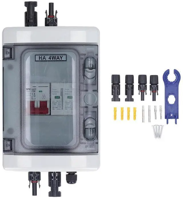 Main image of PV Combiner Box, Solar Disconnect Switch, Outdoor Breaker Box with DC500V 32A Circuit Breaker for Solar Panels System