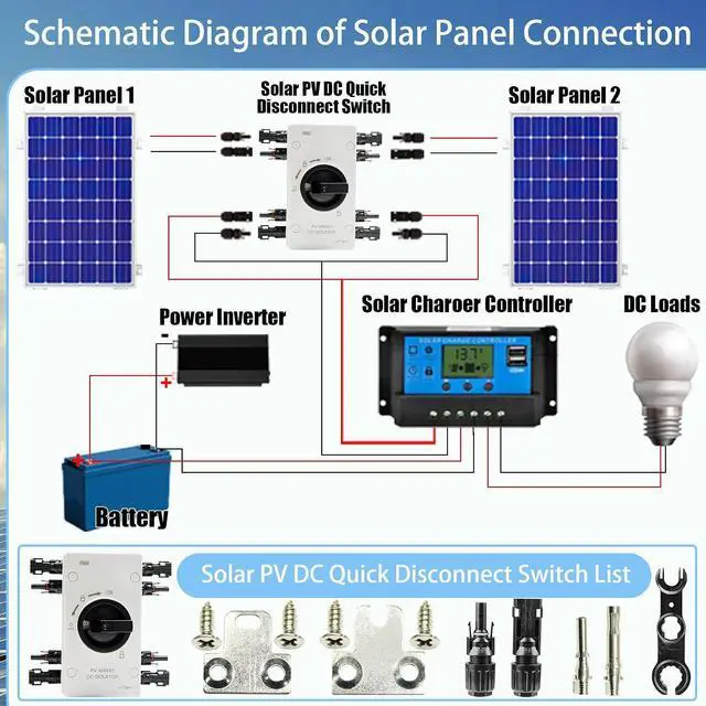 Alt view image 6 of 7 - IP66 Waterproof Solar PV DC Quick Disconnect Switch, 1000V 64A | PV Solar Panel Disconnect Switch with Solar Connector for Off/On-Grid Solar System, Solar Power System,RV & Boats Etc