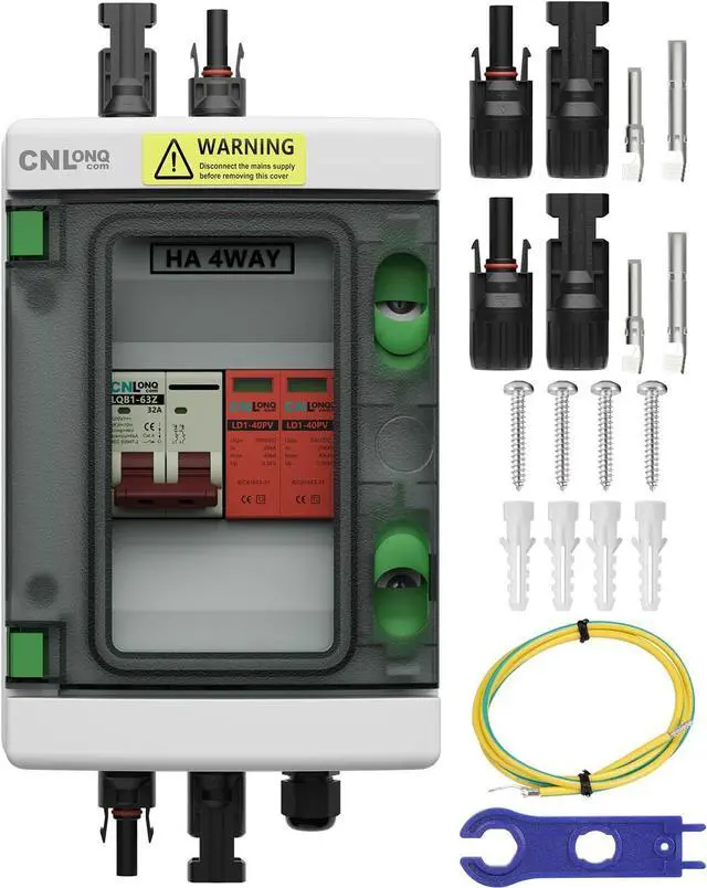 Main image of Solar Disconnect Switch 32 Amp DC 500V Circuit Breaker with Lightning Surge Protector Arrester and IP65 Breaker Box Plug-and-Play for Outdoor Solar Panel System