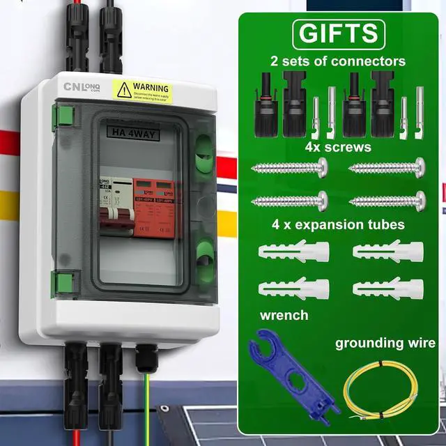 Alt view image 7 of 7 - Solar Disconnect Switch 32 Amp DC 500V Circuit Breaker with Lightning Surge Protector Arrester and IP65 Breaker Box Plug-and-Play for Outdoor Solar Panel System