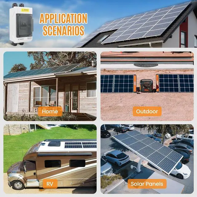 Alt view image 6 of 7 - Solar Panels Disconnect Switch 100A 1000VDC PV Shut Off Switch Outdoor 1 in 1 Out Circuit Breaker Box IP66 Waterproof UV-Proof