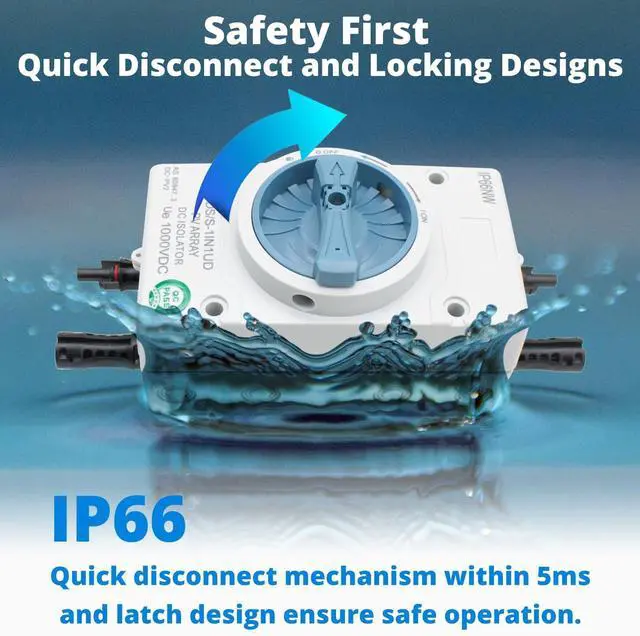 Alt view image 4 of 6 - Solar DC Disconnect Switch - HXH 2-in-2-out 1000V IP66 DC Isolator Switch, Versatile for Home, RV, Boat, and Commercial Solar Systems, Suitable for On/Off Grid Applications
