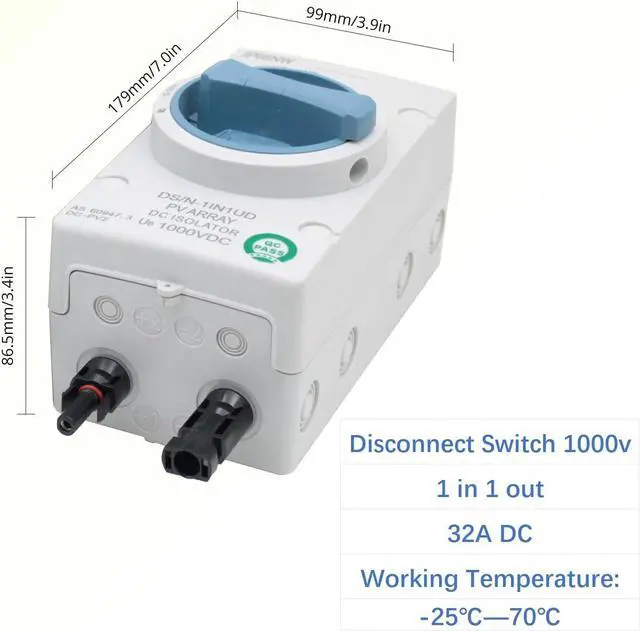 Alt view image 5 of 6 - Solar DC Disconnect Switch - HXH 2-in-2-out 1000V IP66 DC Isolator Switch, Versatile for Home, RV, Boat, and Commercial Solar Systems, Suitable for On/Off Grid Applications
