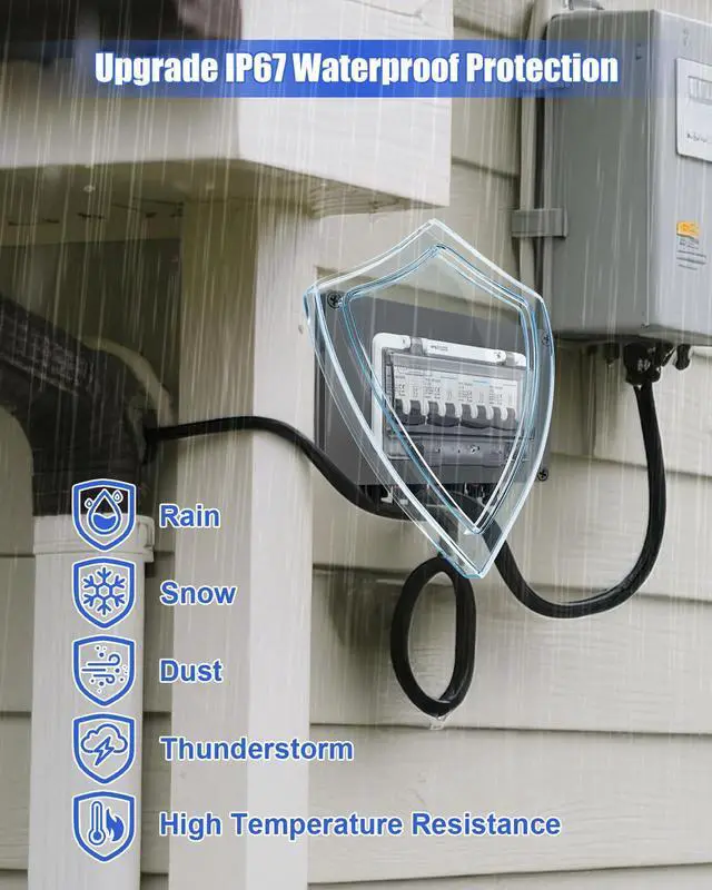 Alt view image 3 of 7 - 4 String 32A DC Circuit Breaker Box, Solar Panel Disconnect Switch | MC4 Quick Connect Terminals, IP67 Weatherproof Housing, Clear Monitoring Cover, Polarity-Free Operation, PV Safety Protection